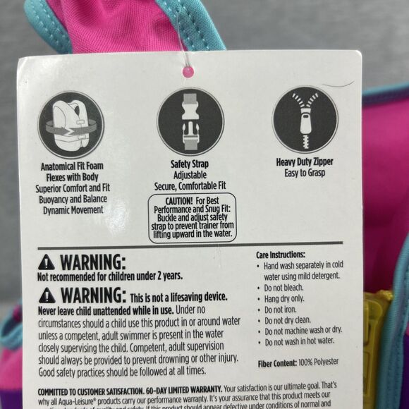 NEW Swim School Kids Trainer Vest Level 2 With Adjustable Safety Strap 2-4 Years - Picture 6 of 7